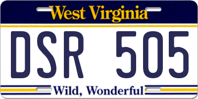 WV license plate DSR505