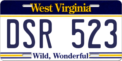 WV license plate DSR523