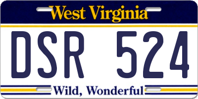 WV license plate DSR524