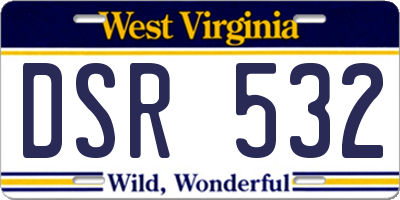 WV license plate DSR532
