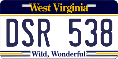 WV license plate DSR538