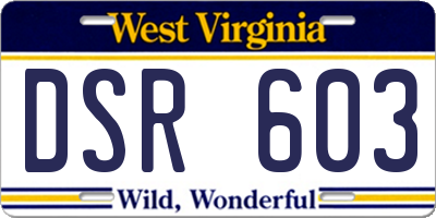 WV license plate DSR603