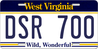 WV license plate DSR700