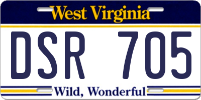 WV license plate DSR705