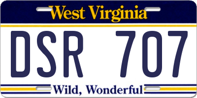 WV license plate DSR707
