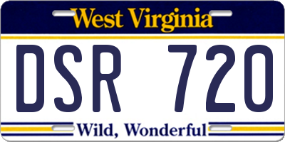 WV license plate DSR720