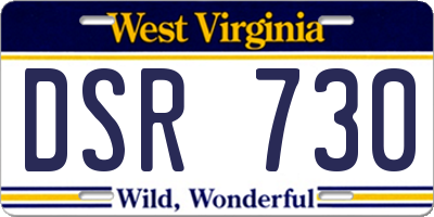 WV license plate DSR730