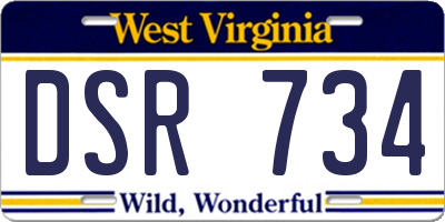 WV license plate DSR734