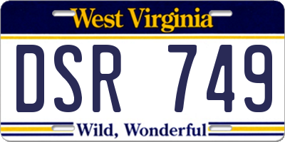 WV license plate DSR749