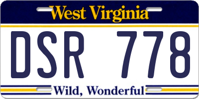 WV license plate DSR778
