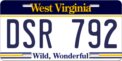 WV license plate DSR792