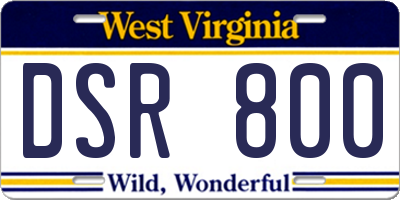 WV license plate DSR800
