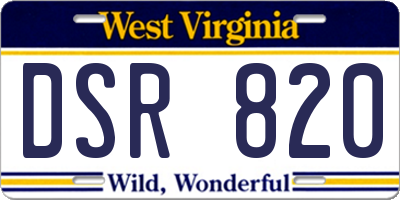 WV license plate DSR820