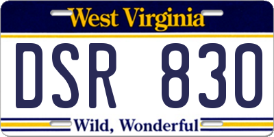 WV license plate DSR830