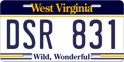 WV license plate DSR831