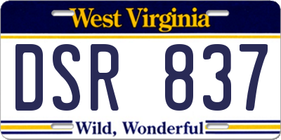 WV license plate DSR837