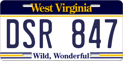 WV license plate DSR847