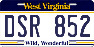 WV license plate DSR852