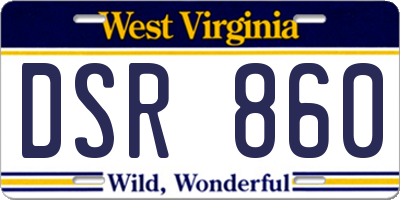 WV license plate DSR860