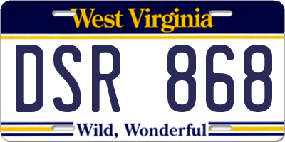 WV license plate DSR868