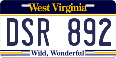 WV license plate DSR892