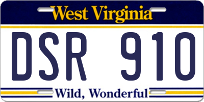 WV license plate DSR910