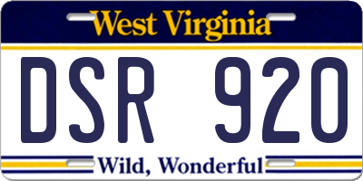 WV license plate DSR920
