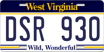 WV license plate DSR930