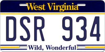 WV license plate DSR934
