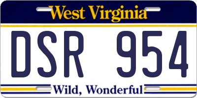 WV license plate DSR954