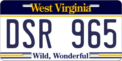 WV license plate DSR965