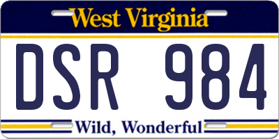 WV license plate DSR984