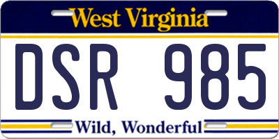 WV license plate DSR985