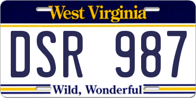 WV license plate DSR987