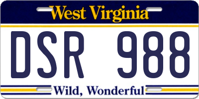 WV license plate DSR988