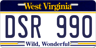 WV license plate DSR990