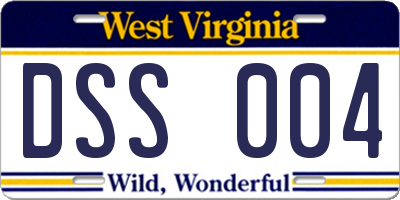 WV license plate DSS004