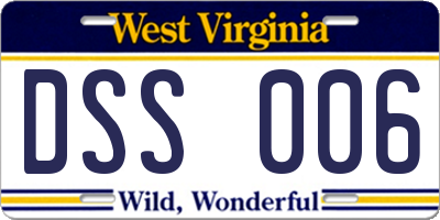 WV license plate DSS006