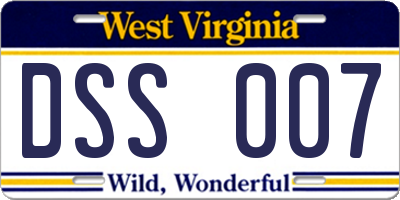 WV license plate DSS007
