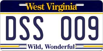 WV license plate DSS009