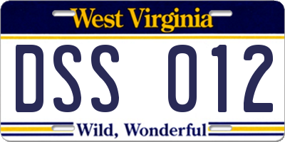 WV license plate DSS012