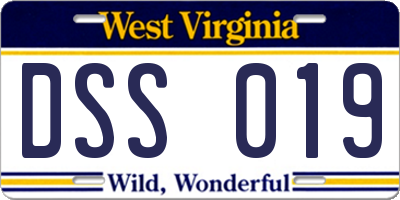 WV license plate DSS019
