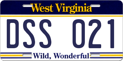 WV license plate DSS021