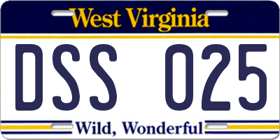 WV license plate DSS025
