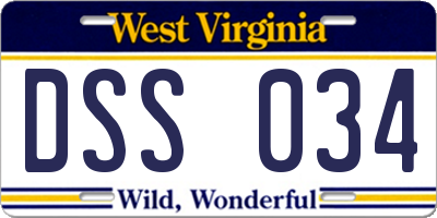 WV license plate DSS034