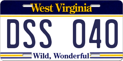 WV license plate DSS040