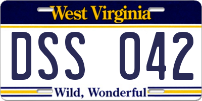 WV license plate DSS042