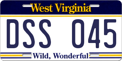 WV license plate DSS045