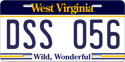 WV license plate DSS056