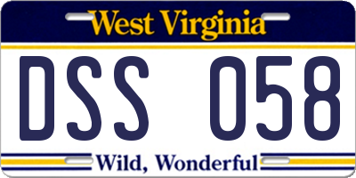 WV license plate DSS058
